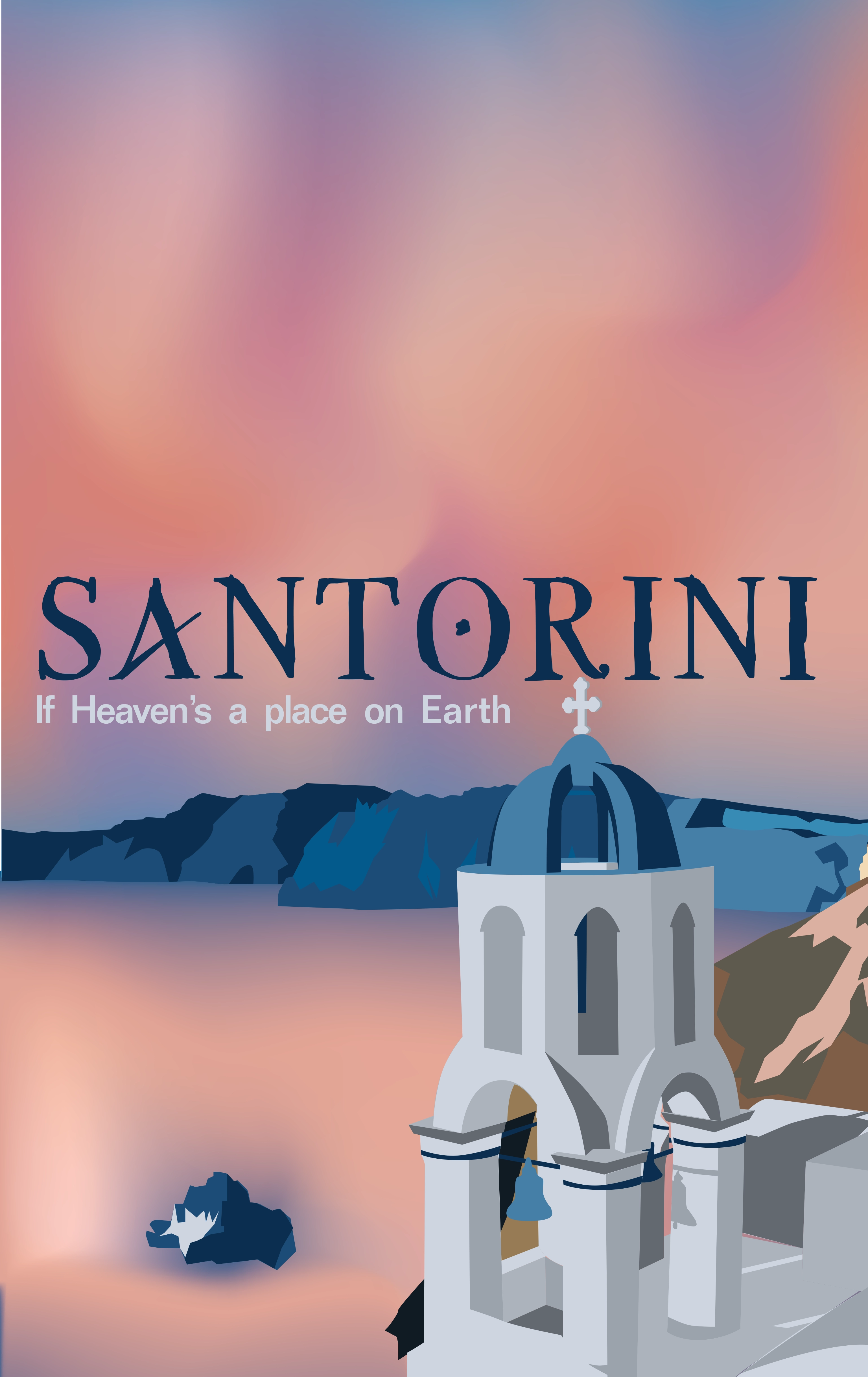 Santorini, Greece travel poster